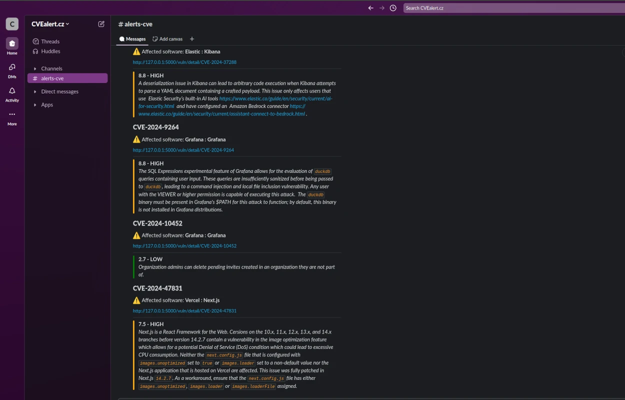 Slack notifications example